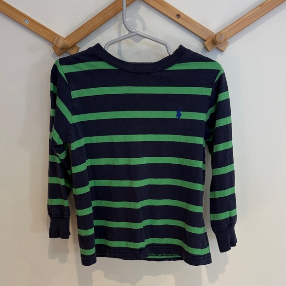 Polo Ralph Lauren Other - Polo Ralph Lauren Navy Blue & Kelly Green Striped Long Sleeve Tee Boys 3T Kids